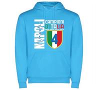 love print Felpa Napoli 2024/25 Idea Regalo Festa del papà - Unisex Cotone Felpato Colore Turchese/Nero 100% Cotone io c'ero (IT, Testo, XL, Regular, Regular, Azzurro)