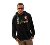 love print Felpa Napoli Figli del Vesuvio Sartoriale Idea Regalo Festa del papà - Unisex Cotone Felpato Colore Nero Stampa Oro (XL)