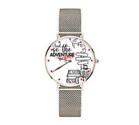love print Orologio Da Polso Personalizzato Idea Regalo San Valentino You And Me Born To Travel (ARGENTO)