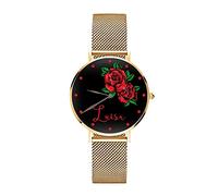 love print Orologio Da Polso Personalizzato Idea Regalo San Valentino You And Me Rosa Rossa (ORO ROSA)