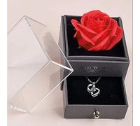 love print Rosa Eterna con Collana Ti Amo,Idee Regalo Donna, Rosa Stabilizzata Vera,Regalo Compleanno Mamma,Regalo San Valentino/Festa della Mamma/Anniversario Matrimonio,Regali Natale,Rosso