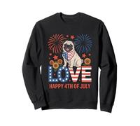 Love Pug Dog Lover Independence Day 4 luglio Felpa