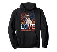 Love Pug Dog Lover Independence Day 4 luglio Felpa con Cappuccio