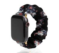 Love Puppy Border Collie Dog Scrunchie cinturino elastico morbido di ricambio compatibile con Apple Watch, 38mm/40mm, Acciaio inossidabile, Nessuna pietra preziosa