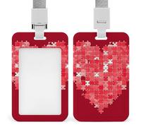 Love Puzzle ID porta badge con cordino staccabile, porta carte d'identità verticale, custodia in plastica impermeabile per nome, per lavoro, ufficio, insegnante, infermiera, dottore