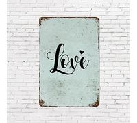 Love Quotes - Targa in metallo vintage chic a tema matrimonio in alluminio, 20,3 x 30,5 cm, elegante cartello in latta invecchiato per casa, armadietti da tavolo, decorazione da parete, regalo di San