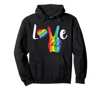 Love Rainbow Peace Sign Hoodies,Gay Pride Rainbow Heart Love Felpa con Cappuccio