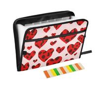 Love Red Leopard Print Valentine File Organizer 13 tasche formato A4 Lettera con chiusura a cerniera per appendere cartelle di file