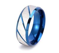 Love Ring, Anello Blu Uomo Acciaio Inossidabile Taglia 25 8mm Twill Spazzolato Custom Regalo per Madre Valentines Day Gioielli