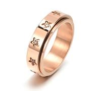 Love Ring, Anello Donna con Pietra Zirconia Cubica Acciaio Inossidabile Taglia 20 6mm Girevole a Forma di Stella Custom Regalo