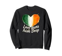 Love Runs Irish Deep Irlanda Bandiera Cuore San Patrizio Felpa