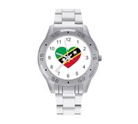 Love Saint Kitts and Nevis - Orologio da polso da uomo, in acciaio inox, analogico, al quarzo, Stile:, regular, Bracciale
