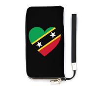 Love Saint Kitts and Nevis - Portafoglio sottile da donna, borsetta lunga e carina, pochette da polso, porta carte, Stile:, 20x10.5cm