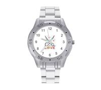 Love Scissors Barber Hairstylist Orologi da uomo in acciaio inox cinturino analogico al quarzo orologi da polso business, Stile:, regular, Bracciale