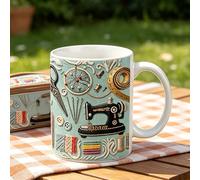Love Sewing - Tazza da caffè personalizzata con nome macchina da cucire, tazza con accento personalizzato, per amanti del fai da te, maglieria e appassionati di cucito, regalo unico per il caffè e