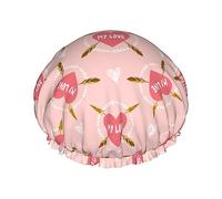Love Shower Cap Daisy Flower Sombrero de ducha impermeable Gorros de baño reutilizables para mujeres Protección del cabello Elástico Todo el cabello