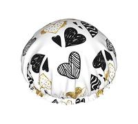 Love Shower Cap Love Gorro de ducha impermeable Gorros de baño reutilizables para mujeres Protección del cabello Elástico Todo el cabello