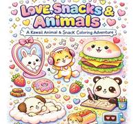 “Love, Snacks & Animals”: Cute animals, sweet snacks, and cozy moments to color and relax.