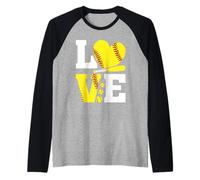 Love Softball Gifts for Teen Girls and Women Cute Softball Maglia con Maniche Raglan