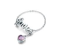 Love Statement - Anello per fede nuziale, in argento Sterling, con cristalli rosa, regolabile, per donne e ragazze