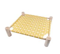 LOVE STORY Amaca con gambe in legno 53x48cm Boho Cat Senape