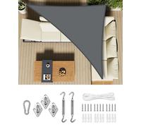 LOVE STORY Vela Ombreggiante 2.5x2.5x3.5m con Kit di Fissaggio Triangolare Antracite Tenda da sole per esterno Ombreggiante Permeabile (HDPE) con Protezione 95% UV Per Esterno, Giardino, Balcone