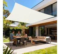 LOVE STORY Vela ombreggiante Impermeabile Rettangolare 5x6m Tenda a Vela Parasole PES Protección Rayos UV per Esterno, Giardino, Terrazza, Balcone (Beige)