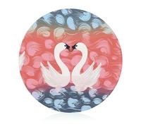 Love Swan e cuore a forma di robusto tagliere resistente ai graffi, tagliere portatile, tagliere rotondo in vetro per cucina all'aperto picnic 20 cm
