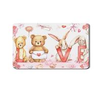 Love - Tappetino scolapiatti per bancone della cucina, in gomma assorbente, motivo orso e coniglio, per San Valentino, motivo floreale, 30,5 x 50,8 cm