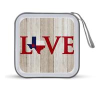 Love Texas Map on Weathered Wood Funny CD Case Holder Organizer 40 Capacità DVD Collection Storage Bag Portafoglio per Auto Casa Viaggio
