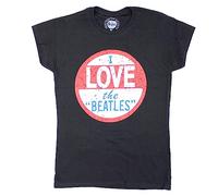 Love The Beatles, Short Sleeve da Donna, Nero (Black), Large