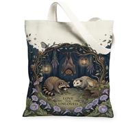 Love The Unloved Wildlife - Borsa in tela con citazione procione fantasiosa | Creature della foresta, tema del bosco, estetica rustica, citazione ispiratrice, illustrazione della natura