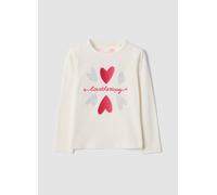 LOVE THERAPY, T-shirt Bianca In Cotone Elasticizzato Con Cuori Ricamati Regular Fit, Bambina, Bianco, Taglia: 6-7