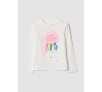 LOVE THERAPY, T-shirt Bianca In Cotone Elasticizzato Con Girocollo, Bambina, Rosa, Taglia: 4-5