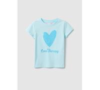 LOVE THERAPY, T-shirt In Cotone Elasticizzato Azzurra Regular Fit Con Cuore Per Bambina, Azzurro, Taglia: 4-5