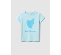 LOVE THERAPY, T-shirt In Cotone Elasticizzato Azzurra Regular Fit Con Cuore Per Bambina, Azzurro, Taglia: 5-6
