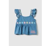 LOVE THERAPY, Top Da Bambina In Puro Cotone Denim Regular Fit Con Ricami, Denim, Taglia: 4-5