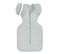 Love To Dream Swaddle Up Transition, 8,5 - 11 kg, bianco mini nuvola, vestibilità aderente, ali staccabili, 1,5 TOG adatto per temperature miti (18-22 °C), lavabile in lavatrice e doppia cerniera per