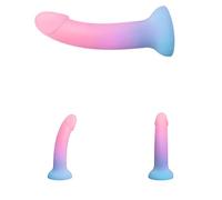 Love to Love Dildolls - Dildo Realistico in Silicone Liquido 100% Soft | Stimolazione punto P e G, corpo flessibile con ventosa potente, adatto all'uso anale, impermeabile IPX7, design glitterato