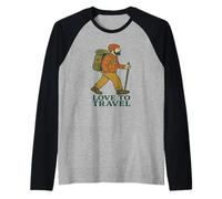 Love to Travel - Bastone da Passeggio per escursionisti Maglia con Maniche Raglan