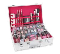 LOVE URBAN BEAUTY Custodia per trucco abbagliante, set di 60 trucchi vegani per adolescenti, elegante scatola argentata, design compatto e leggero, set di trucco da donna adatto ai viaggi