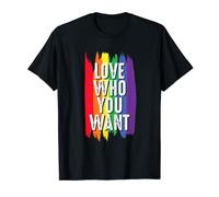 Love Who You Want LGBTQ Gay Lesbian Pride Bandiera Arcobaleno Regalo Maglietta