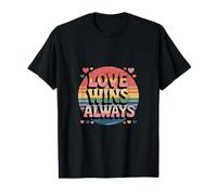 Love Wins Always Retro Pride LGBTQ+ Grafica arcobaleno vintage Maglietta