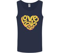 Love Word Art Forma Cuore contro la Guerra Hippy Uomo Canotta Maglia