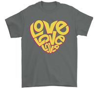 Love Word Art Forma Cuore contro la Guerra Hippy Uomo T-Shirt 100% Cotone