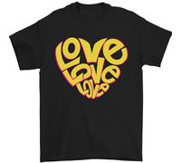 Love Word Art Forma Cuore contro la Guerra Hippy Uomo T-Shirt 100% Cotone