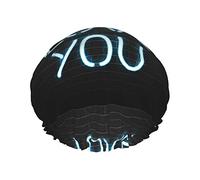Love You Lettering Decorazione Cuffia da Impermeabile, Cuffia Elastica per Capelli da Bagno Protezione Ambientale Cuffia da Bagno per Capelli, Doppio Strato Impermeabile Cappello da da