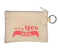 Love You Mom Portachiavi Portamonete Beige