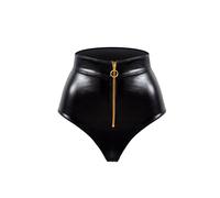 LOVE YOU SEXY Culotte e Parigamba Mutandina Elastica a Vita Alta delle Donne in Pelle Artificiale con Cerniera Davanti, Mutandine Nero, L