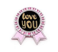Love You - Spilla a forma di mano, con scritta in lingua inglese "Love you citation", colore: rosa, Medio, Metallo